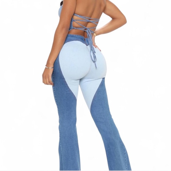 Fashion Nova Pants - Mono denim sweetheart jumpsuit